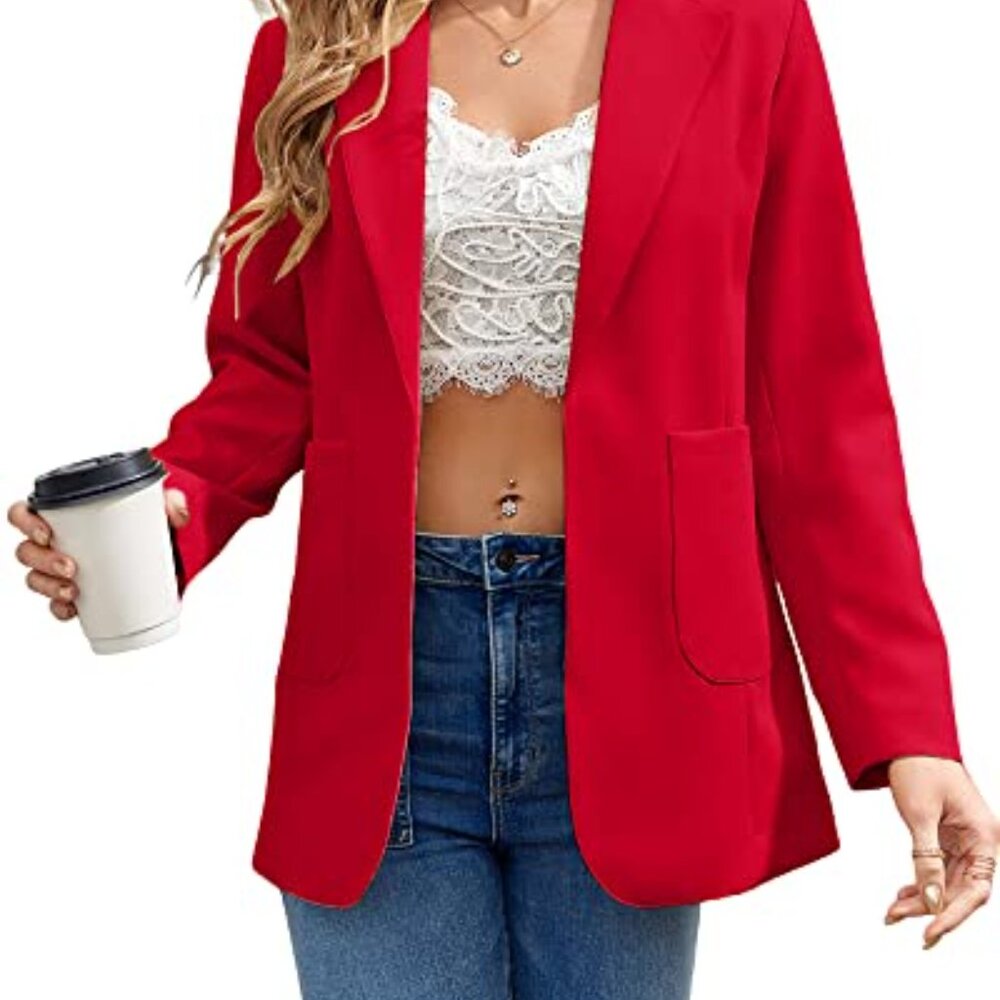 Lightweight Polyester Blazer Open Front Lapel Col… - image 3